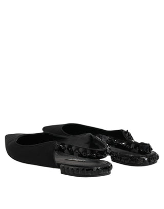 Black Crystal Charmeuse Slingback Shoes
