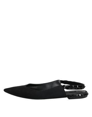 Black Crystal Charmeuse Slingback Shoes