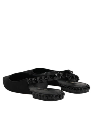 Black Crystal Charmeuse Slingback Shoes