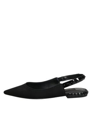 Black Crystal Charmeuse Slingback Shoes
