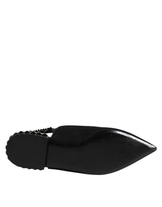 Black Crystal Charmeuse Slingback Shoes