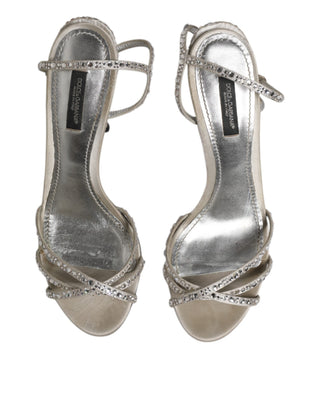 Silberne Strass-Riemchen-Sandalen KEIRA