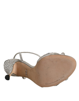 Silberne Strass-Riemchen-Sandalen KEIRA