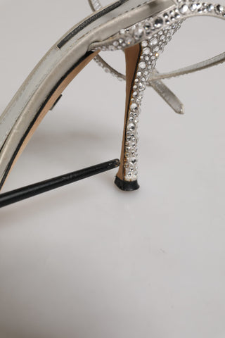 Silberne Strass-Riemchen-Sandalen KEIRA