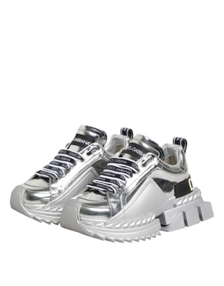 Silberne Leder-Super-Queen-Sneaker-Schuhe