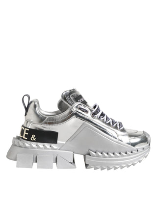 Silberne Leder-Super-Queen-Sneaker-Schuhe