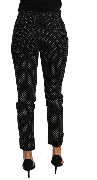 Schwarzes Kleid Gepunktete Cropped Straight Pants