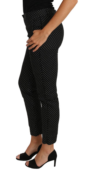 Schwarzes Kleid Gepunktete Cropped Straight Pants