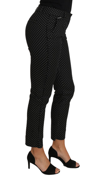 Schwarzes Kleid Gepunktete Cropped Straight Pants