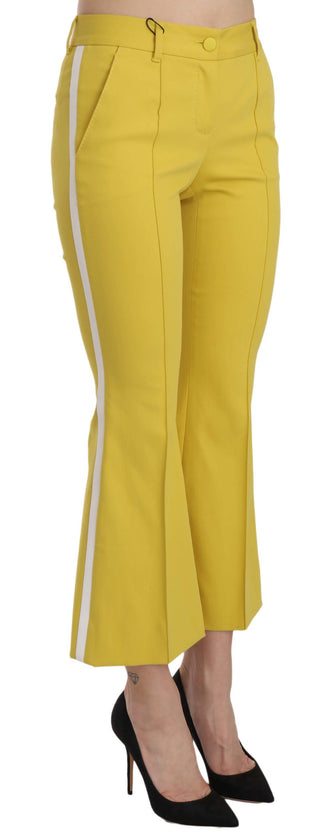 Pantalones Capri de Algodón Amarillos con Corte Acampanado