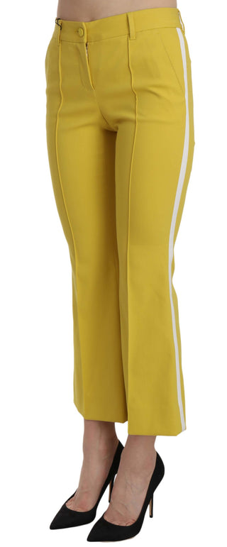 Pantalones Capri de Algodón Amarillos con Corte Acampanado