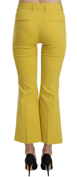 Pantalones Capri de Algodón Amarillos con Corte Acampanado