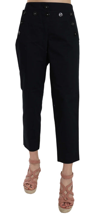 Pantalones Cortos con Botones Frontales Embellecidos Negros