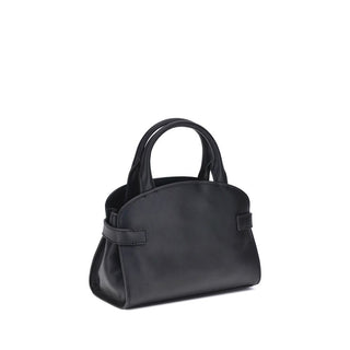 Handtasche aus schwarzem Kalbsleder (Bos Taurus)