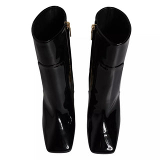 Schwarze Jackie Leder-Wadenstiefel