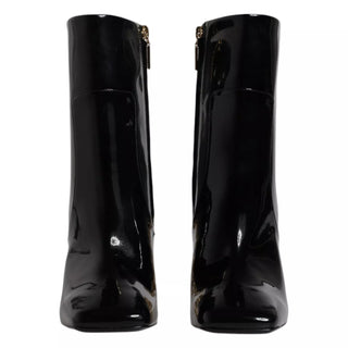 Schwarze Jackie Leder-Wadenstiefel