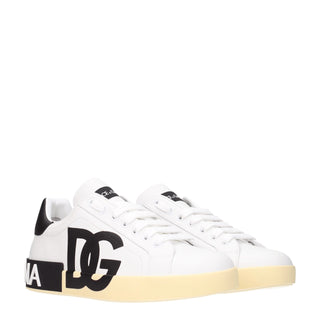 White Leather Low Top Sneakers