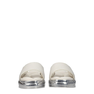 Gray Leather Slippers