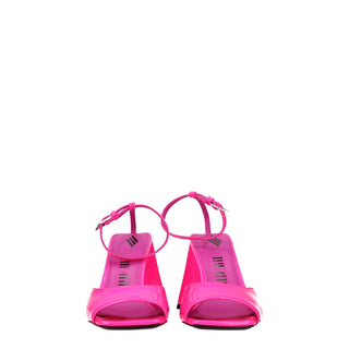 Pinke Leder-Stiletto-Sandalen