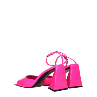Pinke Leder-Stiletto-Sandalen