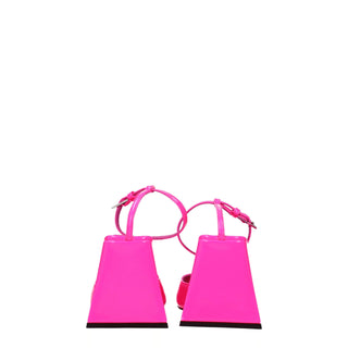 Pinke Leder-Stiletto-Sandalen