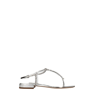 Sandalias tipo flip-flop grises de cuero