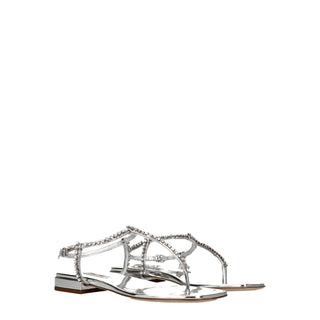 Sandalias tipo flip-flop grises de cuero