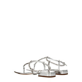 Sandalias tipo flip-flop grises de cuero