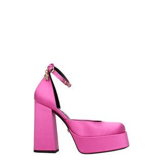 Pinke Satin-Plateaupumps