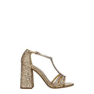Goldene Plateau-Sandalen aus Kunststoff