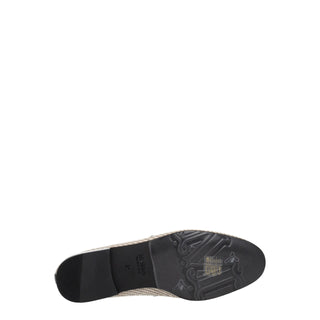 Beige Fabric Slip-On Loafers