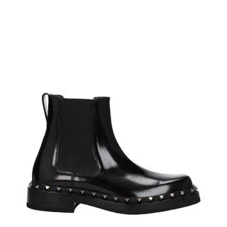 Schwarze Leder-Stiefeletten