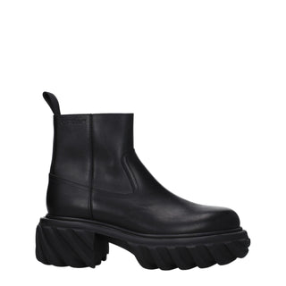 Schwarze Leder-Stiefeletten