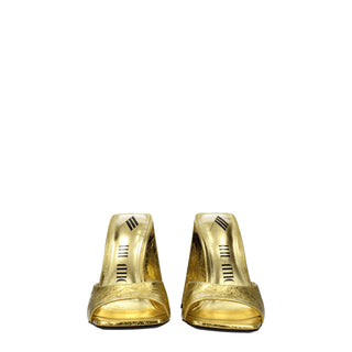 Gold Leather Platform Sandals