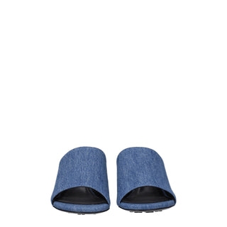 Blue Fabric Platform Sandals