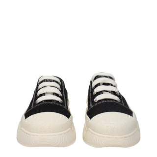 Black Fabric Chunky Sneakers