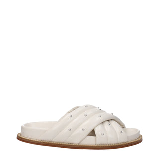 Beige Lederhausschuhe