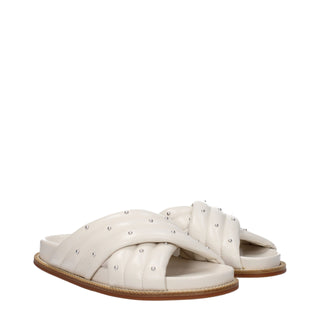 Beige Lederhausschuhe