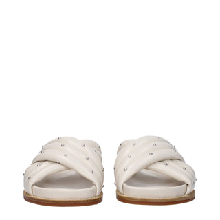 Beige Lederhausschuhe