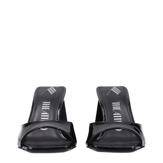 Black Leather Stiletto Heel Sandals