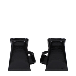 Black Leather Stiletto Heel Sandals