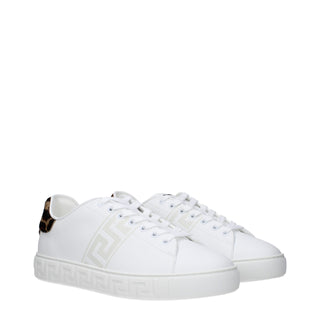 Weiße Low-Top-Sneaker aus Leder