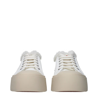 White Leather Low Top Sneakers