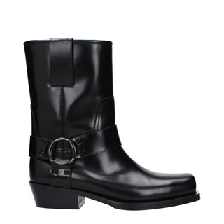Schwarze Leder-Stiefeletten