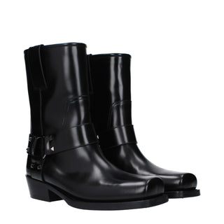 Schwarze Leder-Stiefeletten