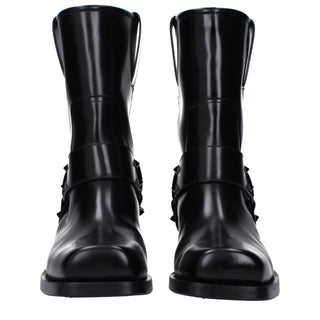 Schwarze Leder-Stiefeletten