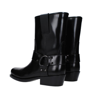 Schwarze Leder-Stiefeletten