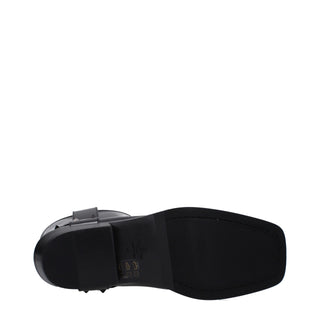 Schwarze Leder-Stiefeletten