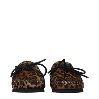 Brown Horsehair Slip-On Loafers
