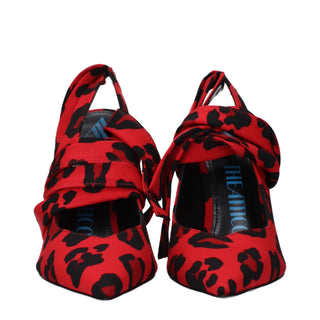 Red Fabric High Heel Pumps